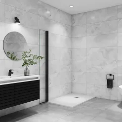 Paroi De Douche|AICA Sanitaire Paroi de douche à l'italienne pivotante mural - 8 mm verre anticalcaire, alu Noir - 45x200 cm