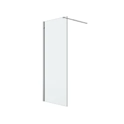 Paroi de douche à l'italienne fixe l.80 x H.195 cm, verre transparent, profilés alu chrome, GoodHome Ledava