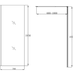Paroi de douche à l'italienne fixe l.80 x H.195 cm, verre transparent, profilés alu chrome, GoodHome Ledava