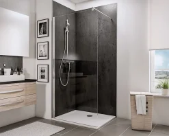 Paroi De Douche| Paroi de douche à l'italienne l.120xH.190cm, Walk In, verre transparent anticalcaire 6mm, profilé chromé, Schulte NewStyle