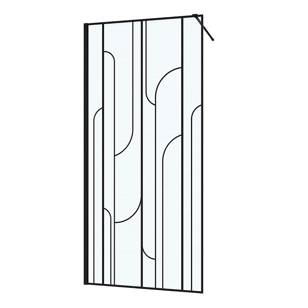 Paroi De Douche| Paroi de douche à l'italienne l.90 x H.195 cm profilés noirs, Galedo Art Déco