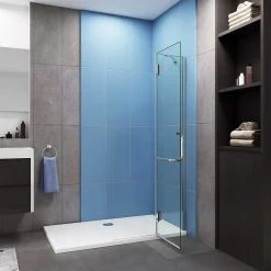 Paroi de douche à l'italienne pivotante chrome 120x190cm style atelier,8mm verre anticalcaire avec Porte Serviette Intégré