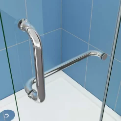 Paroi de douche à l'italienne pivotante chrome 120x190cm style atelier,8mm verre anticalcaire avec Porte Serviette Intégré