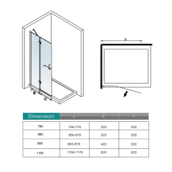Paroi de douche à l'italienne pivotante chrome 120x190cm style atelier,8mm verre anticalcaire avec Porte Serviette Intégré