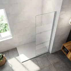 paroi de douche à l'italienne 80x190cm,6mm verre anticalcaire,paroi fixe avec bandes horizontales sérigraphiées