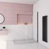 paroi de douche à l'italienne fixe 90x200cm,style atelier,Profilé en aluminium noir mat,en 8mm verre anticalcaire,sans receveur