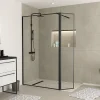 Paroi de douche à l'italienne et volet noir Galedo Dark Edge transparent 120+40cm