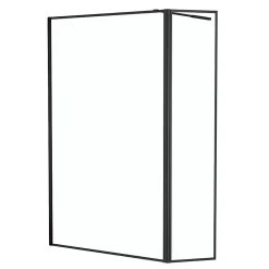 Paroi de douche à l'italienne et volet noir Galedo Dark Edge transparent 120+40cm