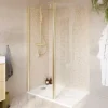 Paroi de douche à l'italienne + volet pivotant l.80+45 x 195 cm, profilés alu finition doré brossé, GoodHome Ledava