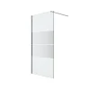 Paroi de douche à l'italienne fixe l.100 x H.195 cm, bandes miroir, profilés alu chrome, GoodHome Ledava