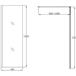 Paroi de douche à l'italienne fixe l.70 x H.195 cm, verre transparent, profilés alu chrome, GoodHome Ledava
