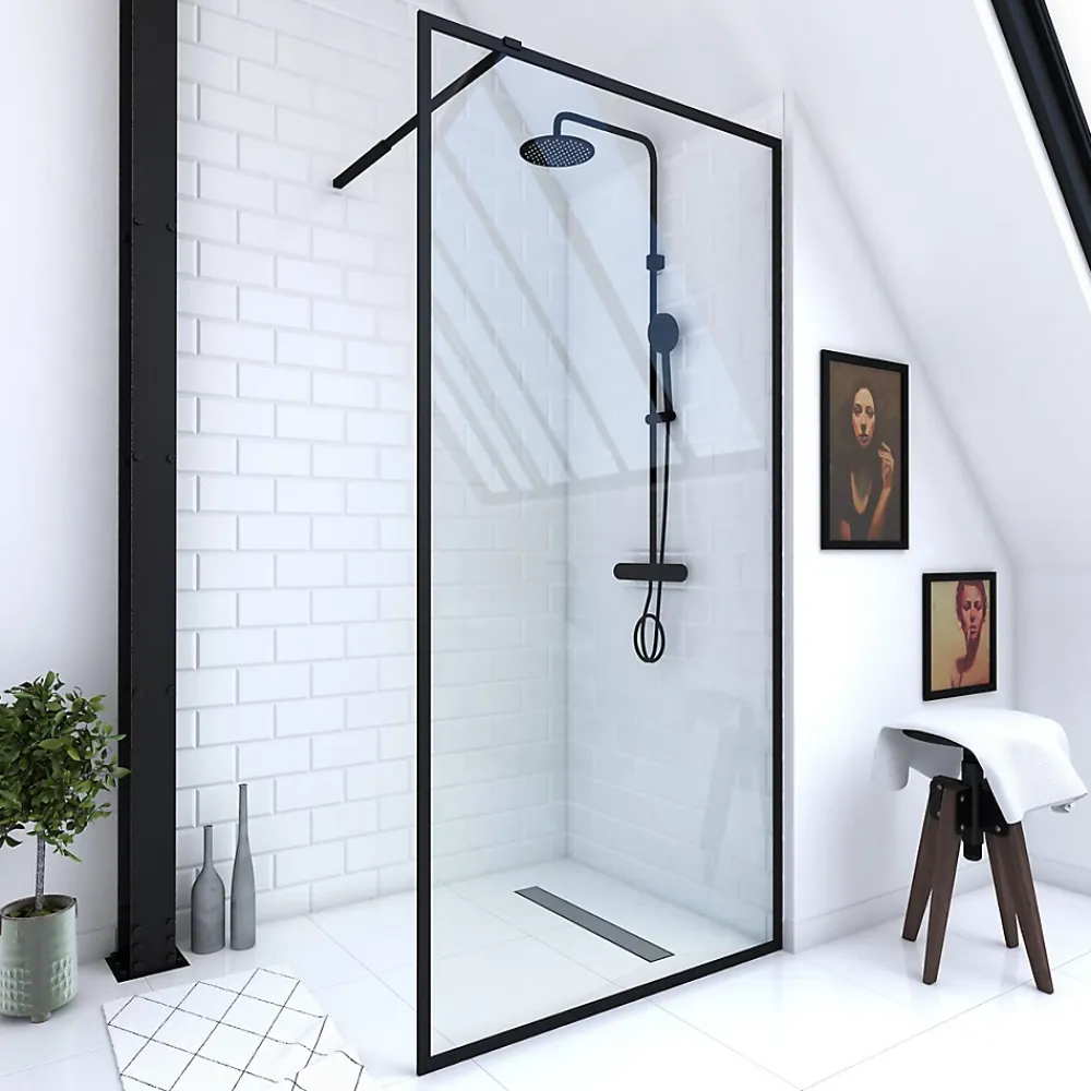 Paroi De Douche| Paroi de douche à l'italienne noir Galedo Dark Edge transparent 100cm