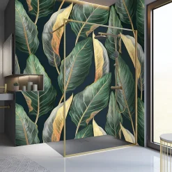 Paroi de douche à l'italienne transparente, profilé doré 100 cm, Schulte Impériale Contoura