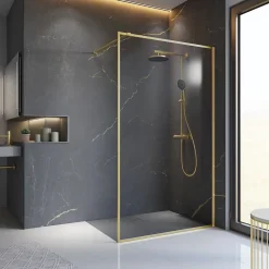 Paroi de douche à l'italienne transparente, profilé doré 100 cm, Schulte Impériale Contoura