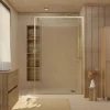 Paroi de douche à l'italienne l.120 x H.200 cm verre ondulé et profilés doré brossé, Galedo Golden Edge