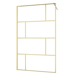 Paroi De Douche| Paroi de douche à l'italienne fixe 120 x 195 cm, doré brossé, Galedo Bricks Gold