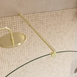 Paroi de douche à l'italienne arrondie l.120 x 198 cm, profilés alu finition doré brossé, GoodHome Ledava