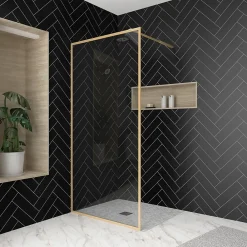 Paroi de douche à l'italienne H.200 x l. 100 cm, ép. 6mm, profilé doré, Galedo Edge