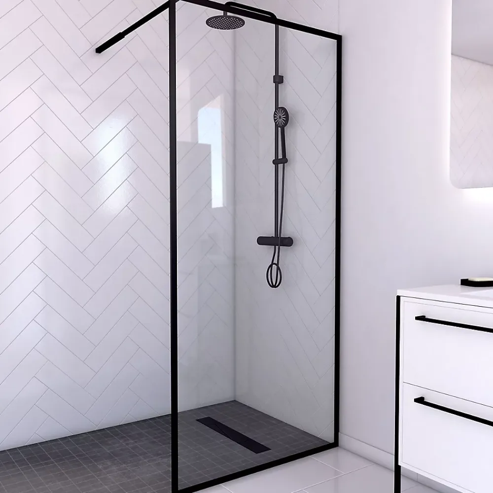 Paroi De Douche| Paroi de douche à l'italienne noir Galedo Dark Edge transparent 90cm