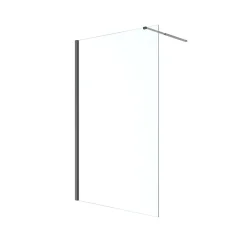 Paroi de douche à l'italienne fixe l.100 x H.195 cm, verre transparent, profilés alu noir, GoodHome Ledava