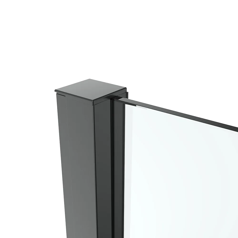 Paroi de douche à l'italienne fixe l.100 x H.195 cm, verre transparent, profilés alu noir, GoodHome Ledava