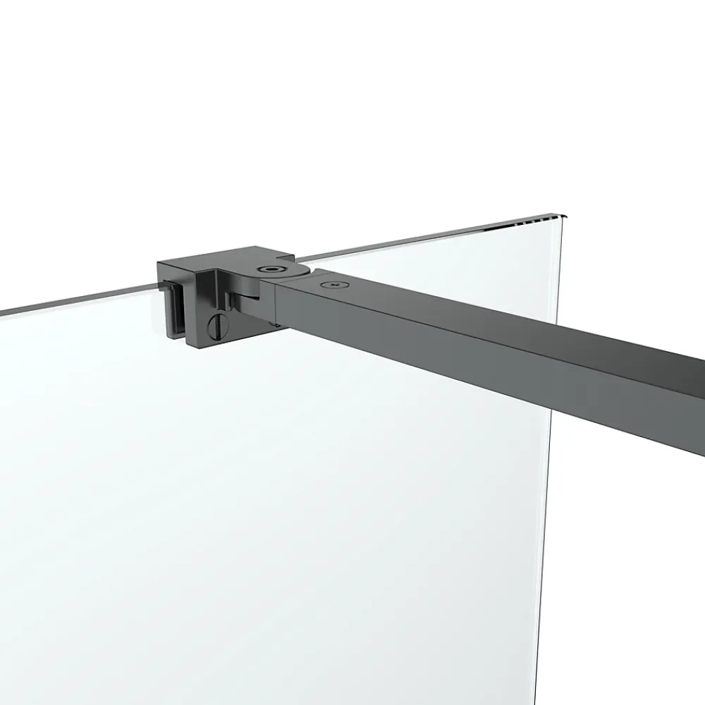 Paroi de douche à l'italienne fixe l.100 x H.195 cm, verre transparent, profilés alu noir, GoodHome Ledava