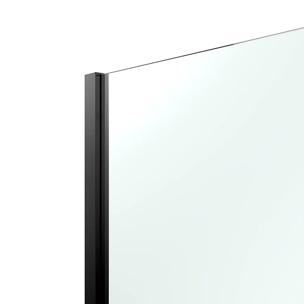 Paroi de douche à l'italienne fixe l.100 x H.195 cm, verre transparent, profilés alu noir, GoodHome Ledava
