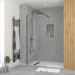 Paroi De Douche| Paroi de douche à l'italienne H.195 x l.90 cm, ép. 5 mm, profilé noir, Galedo Essentiel