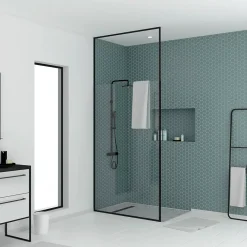 Paroi de douche à l'italienne extensible H.203/273 x l.120 cm, ép. 6 mm, profilé noir, Galedo