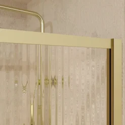 Paroi De Douche| Paroi de douche à l'italienne l.90 x H.200 cm verre ondulé et profilés doré brossé, Galedo Golden Edge