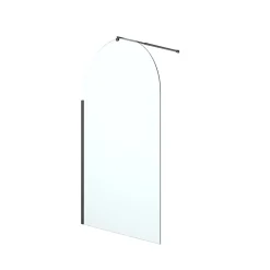 Paroi de douche à l'italienne arrondie l.120 x 198 cm, profilés alu finition noir mat, GoodHome Ledava