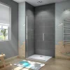 AICA Sanitaire Paroi de douche à l'italienne pivotante 75x180cm - 6mm verre anticalcaire - profilé noir mat - Installer réversible