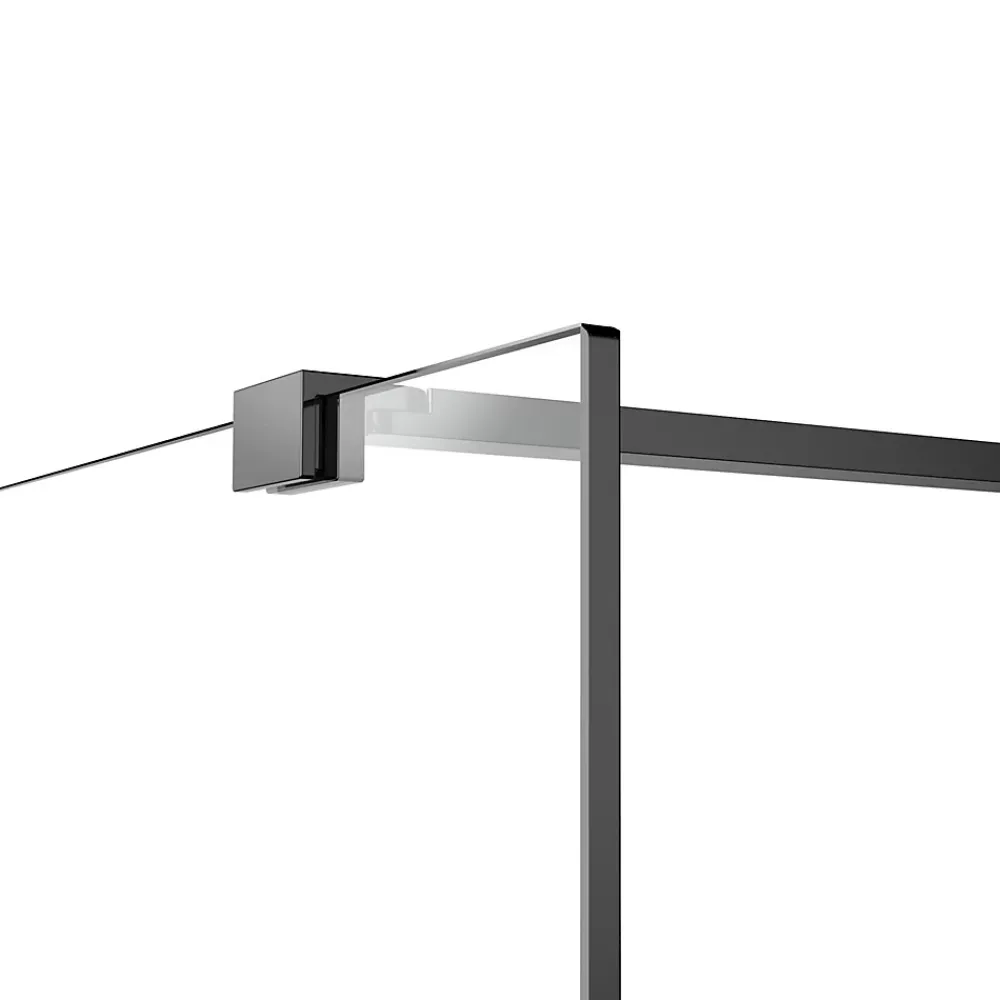 Paroi De Douche| Paroi de douche à l'italienne fixe l.120 x H.195 cm, verre transparent, profilés alu noir, GoodHome Ledava