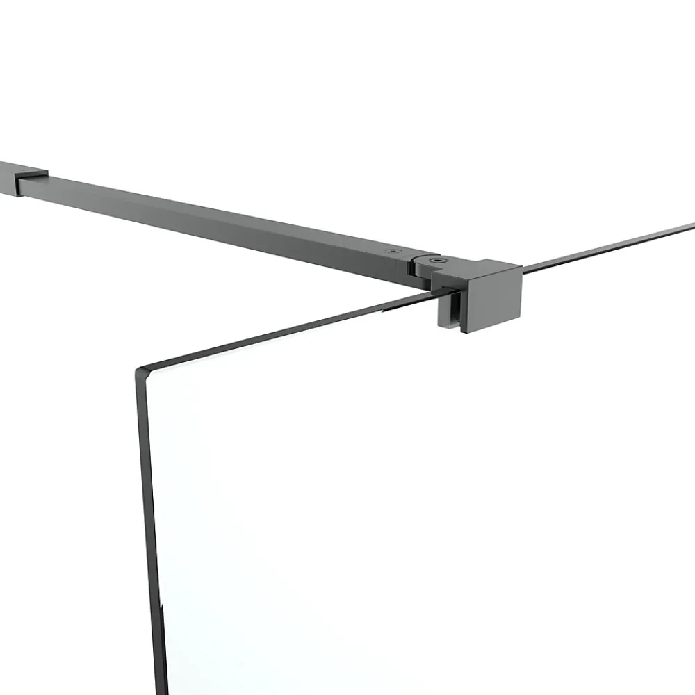 Paroi De Douche| Paroi de douche à l'italienne fixe l.120 x H.195 cm, verre transparent, profilés alu noir, GoodHome Ledava
