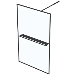 Paroi De Douche| Paroi de douche à l'italienne avec porte-serviettes H.200 x l.120 cm, ép. 6 mm, profilé noir, Galedo Edge