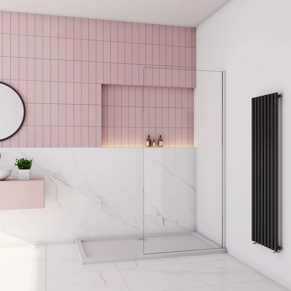 Paroi De Douche| paroi de douche à l'italienne fixe 40x200cm,style atelier,Profilé en aluminium chromé,en 8mm verre anticalcaire,sans receveur