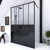 Paroi de douche à l'italienne Galedo Black Indus transparent 140cm