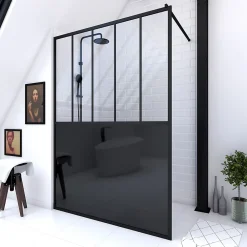 Paroi de douche à l'italienne Galedo Black Indus transparent 140cm