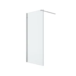 Paroi De Douche| Paroi de douche à l'italienne fixe l.90 x H.195 cm, verre transparent, profilés alu chrome, GoodHome Ledava