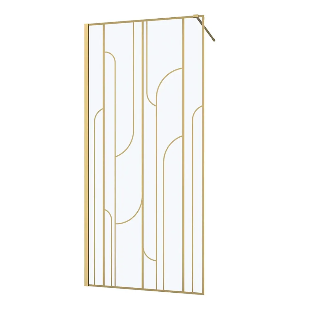 Paroi De Douche| Paroi de douche à l'italienne l.90 x H.195 cm profilés doré brossé, Galedo Art Déco