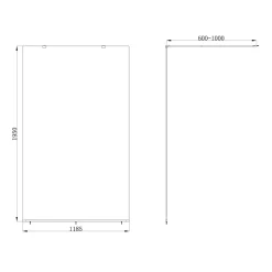 Paroi de douche à l'italienne centrale l.120 x 195 cm, profilés alu doré brossé, GoodHome Ledava