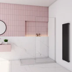 paroi de douche à l'italienne fixe 120x200cm,style atelier,Profilé en aluminium chromé,en 8mm verre anticalcaire,sans receveur