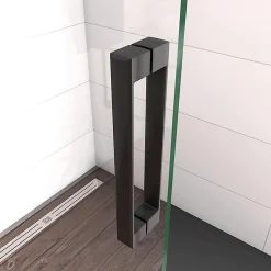 AICA Sanitaire Paroi de douche à l'italienne pivotante 86x200cm - 8mm verre anticalcaire - profilé noir mat -Installer réversible