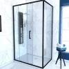 Aurlane Paroi de douche 1 porte coulissante + Retour 120x80x200 cm - Verre 6 mm - Profilé Noir - CRUSH