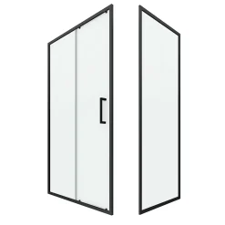 Aurlane Paroi de douche 1 porte coulissante + Retour 120x80x200 cm - Verre 6 mm - Profilé Noir - CRUSH
