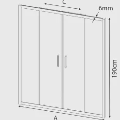 Porte De Douche|Kassandra Paroi de douche 2 verres fixes + 2 portes coulissantes BELLA 180 cm Paroi laterale : 67 - 69 cm