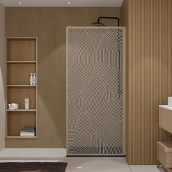 Paroi De Douche|Aurlane Paroi de douche 90 x 200 HINATA - style Japandi courbes douces - Cadre effet Bois - Verre 6mm