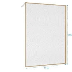 Aurlane Paroi de douche 140 x 200 HINATA - style Japandi courbes douces - Cadre effet Bois - Verre 6mm