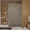 Paroi De Douche|Aurlane Paroi de douche 120 x 200 HINATA style Japandi courbes douces - Cadre effet Bois - Verre 6mm
