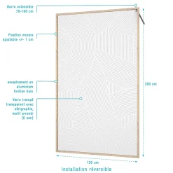 Paroi De Douche|Aurlane Paroi de douche 120 x 200 HINATA style Japandi courbes douces - Cadre effet Bois - Verre 6mm